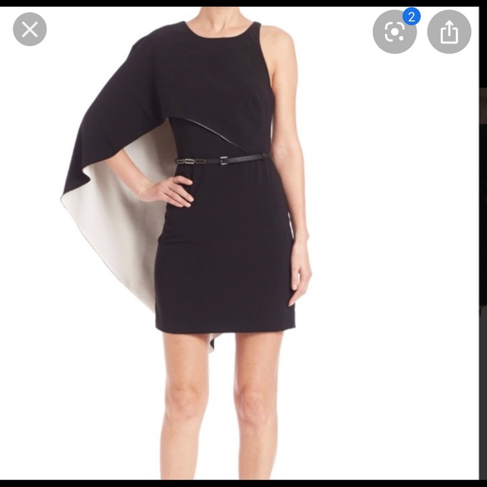 Black/white cape dress